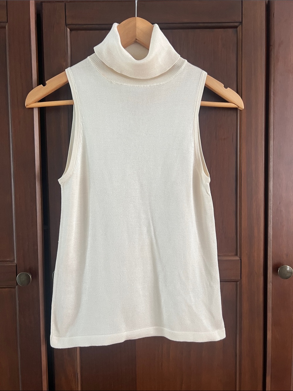 Vintage Y2K TSE Pure Silk Sleeveless Turtleneck Top Ivory Cream Knit Size S